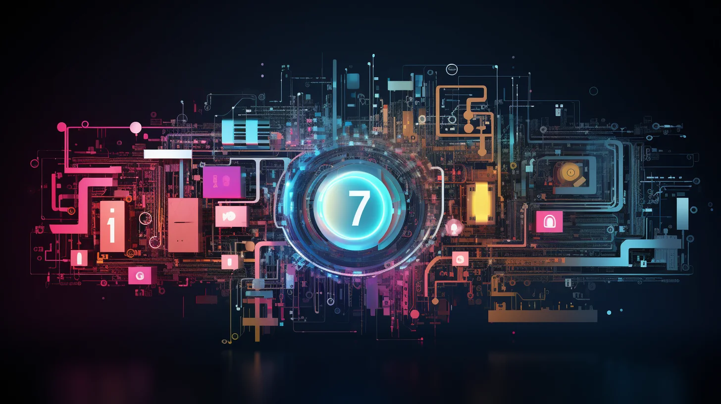Uma seção mostrando abreviações relacionadas à tecnologia. Uma representação visual de diversos conceitos tecnológicos.