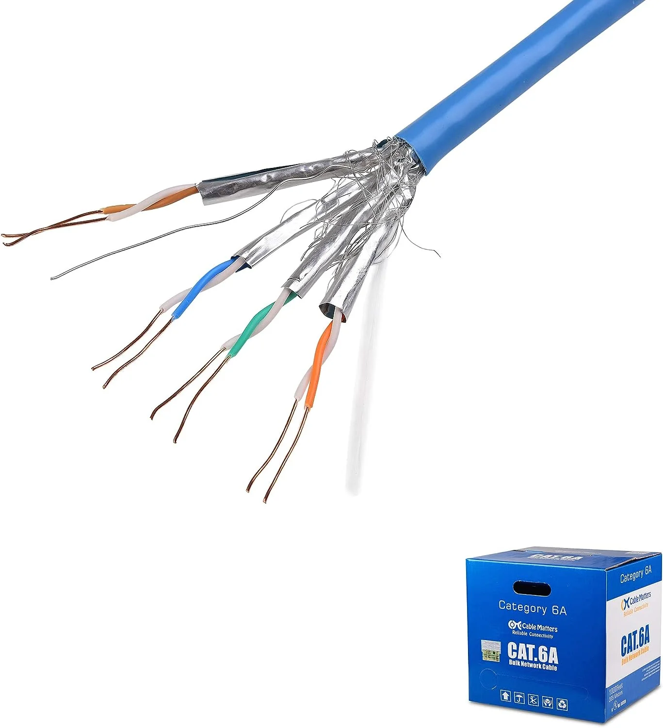 Cable Matters Cabo Cat 6A Blindado de Cobre Nu UL Listado para Parede 10Gbps (cm)