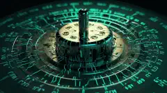 Uma imagem simbólica representando o algoritmo de cifra RSA com símbolos de cadeado e chave, transmitindo o conceito de comunicação segura e criptografia.