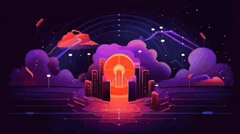 Uma ilustração mostrando um túnel de rede conectando um servidor local ao logo da Cloudflare, simbolizando o tráfego de rede seguro e simplificado.
